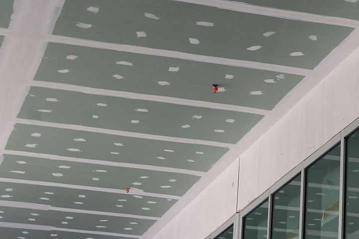 a commercial business with new drywall