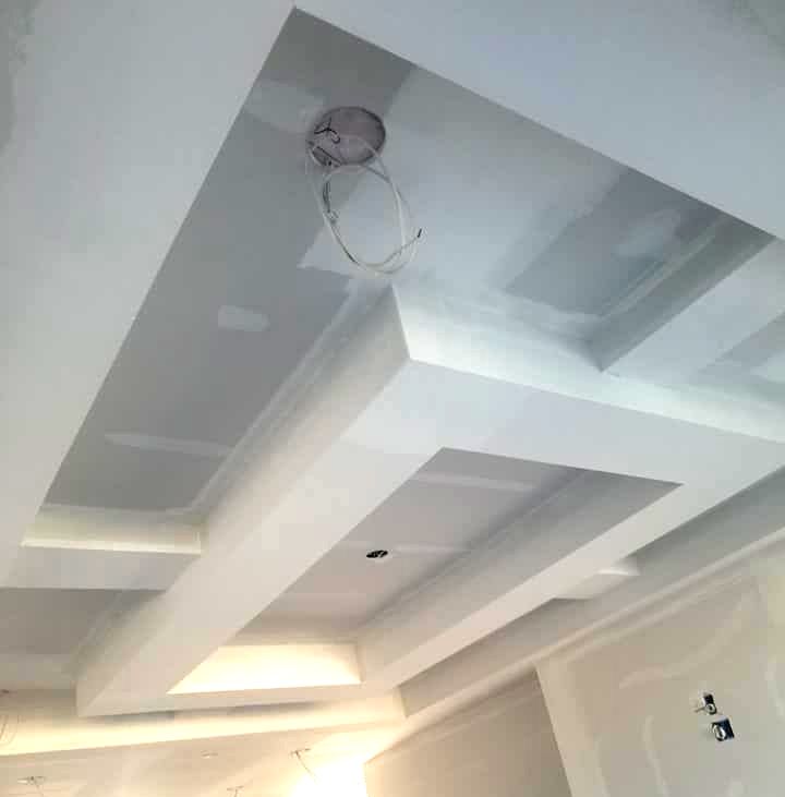 Vaulted ceiling clean drywall edges 