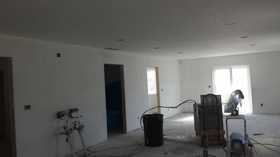 a residential drywall project that is being cleaned up