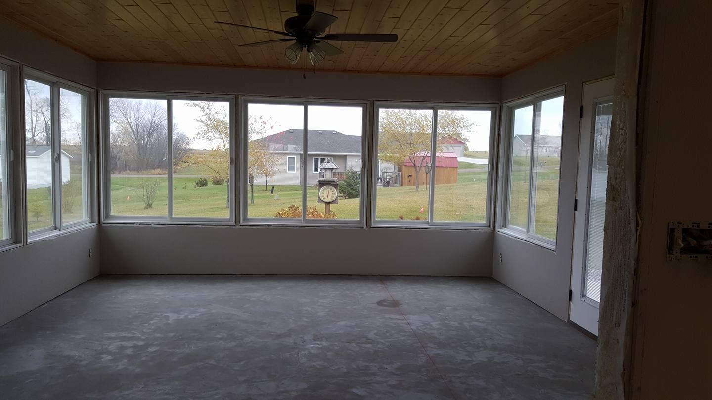 Drywall installation for an outdoor room