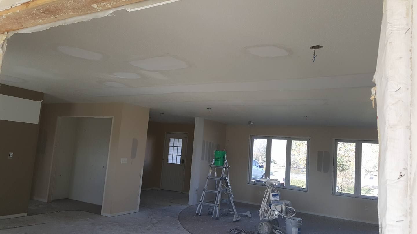 A residential drywall project around windows