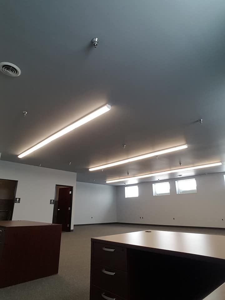 fresh ceiling paint in a garage