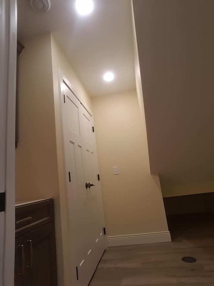 Drywall installation with clean, odd angled edges