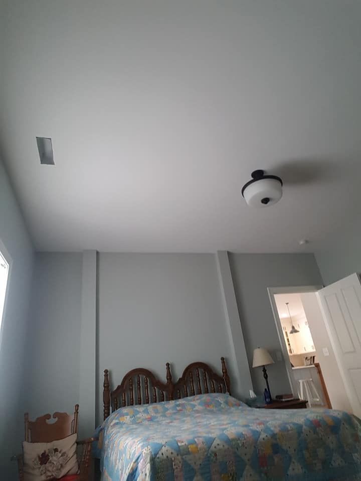 residential space with two drywalled columns as accents