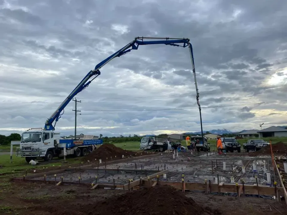 Concrete Being Poured With a Boom Pump — Far Northern Concrete Pumping in Mareeba, QLD