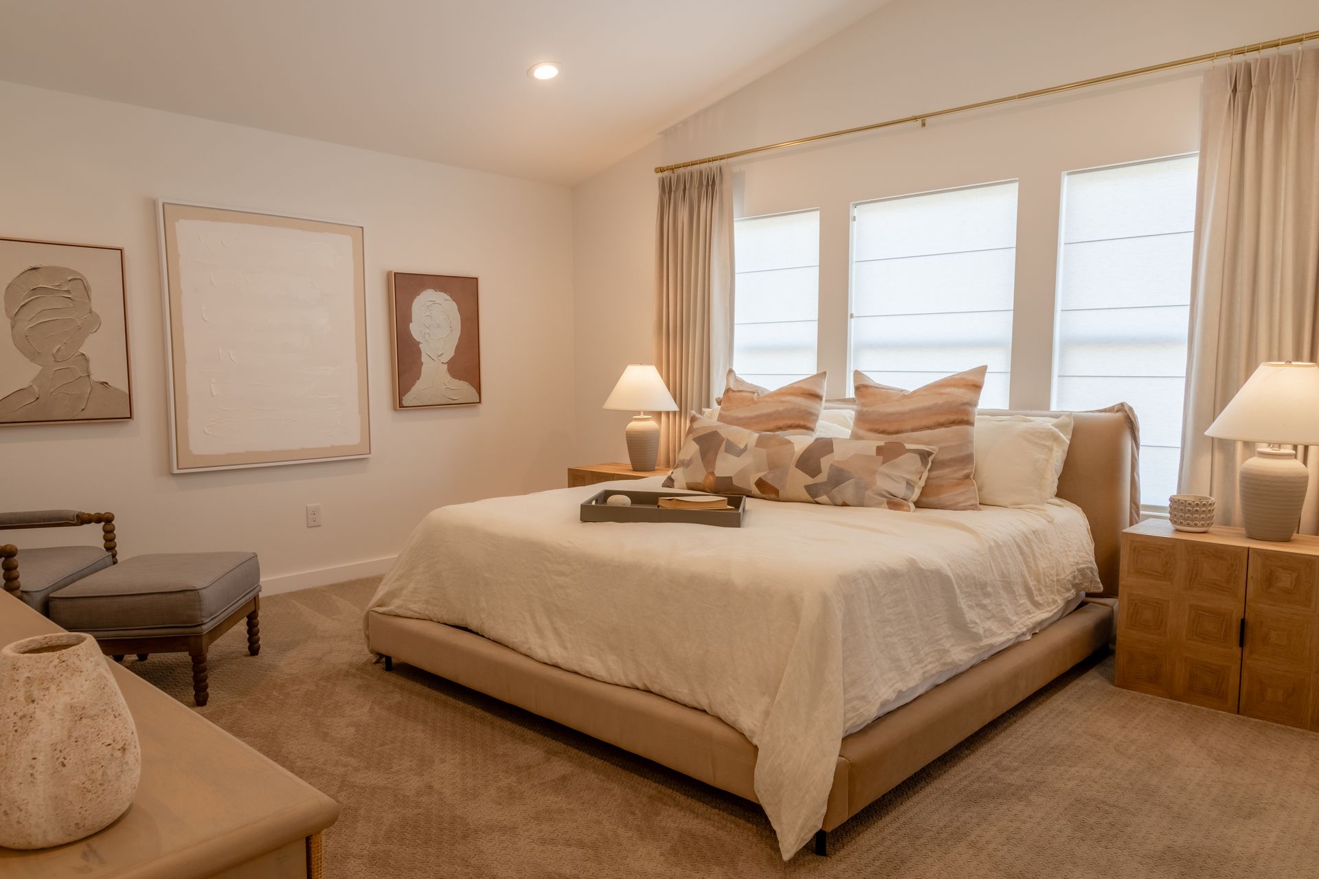 The bedroom of a home in Antlers Crossing.