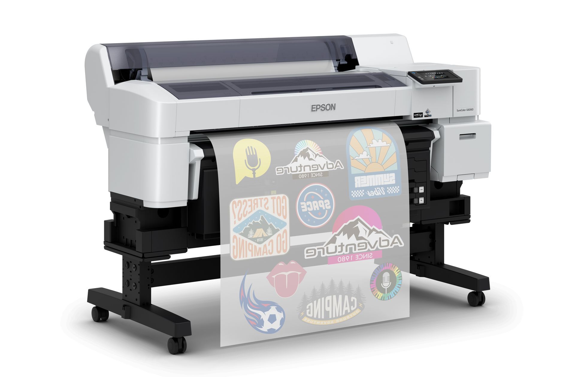 Epson SC-G6060 DTF Roll Printer with print examples on film