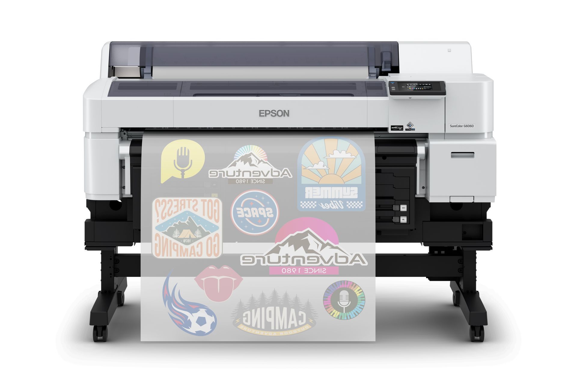 Epson SC-G6060 DTF Roll Printer with print examples on film
