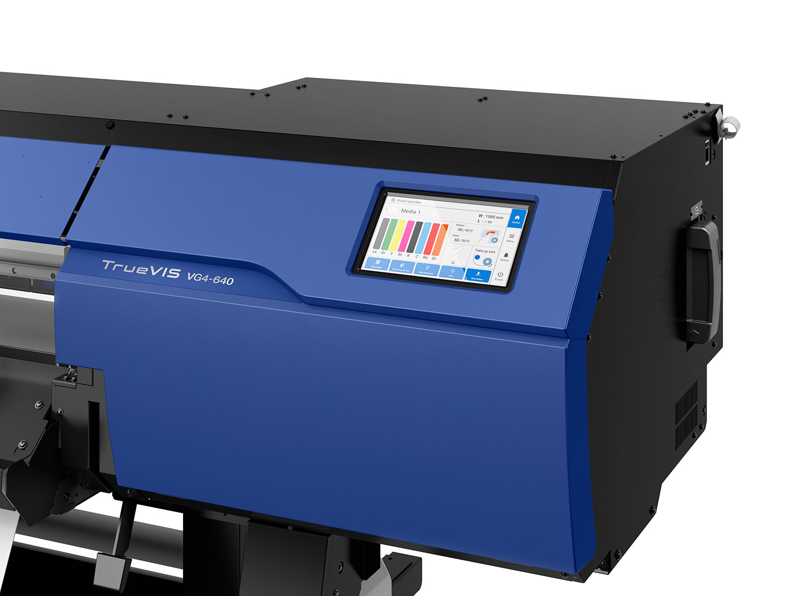 7-inch colour LCD touchscreen for Roland VG4. Monitor ink levels, printer status, and print times with intuitive operation.