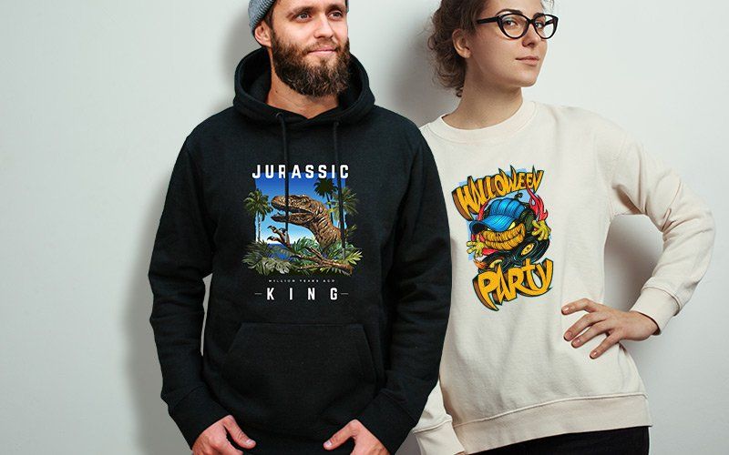 Epson F3000 print example on man and woman wearing jumpers