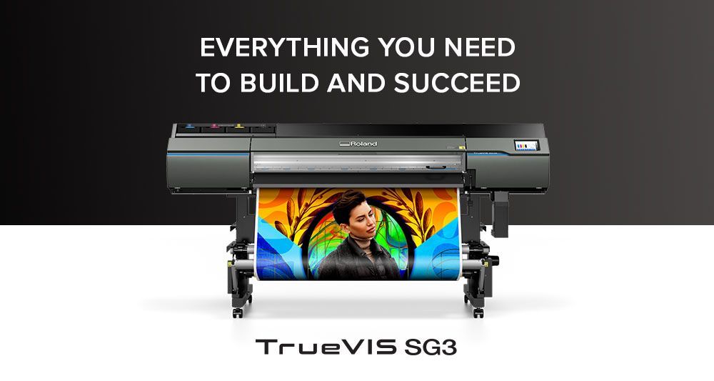 Roland SG3-540 printer with a print example