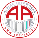 Logo for Demo Auto Repair: text with a gear icon, red and navy colors.