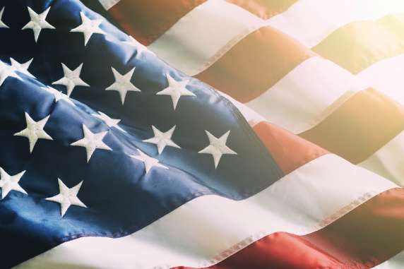 American Flag Rippling in the Wind