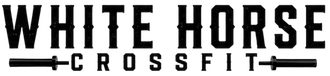 White Horse CrossFit logo in black text with a horse silhouette