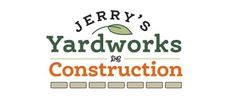 Logo for Jerry's Yardworks & Construction, green and orange text, a leaf graphic, on a white background.