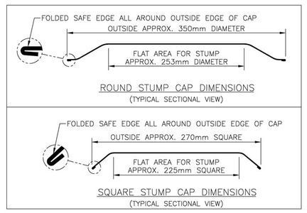 Round and Square Stump Cap Dimensions