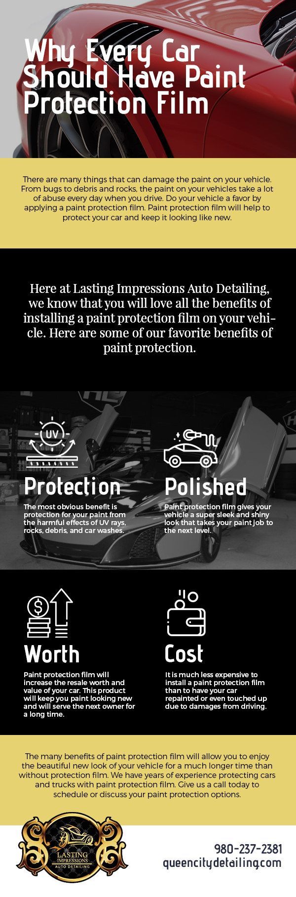 A poster about why every car should have paint protection film