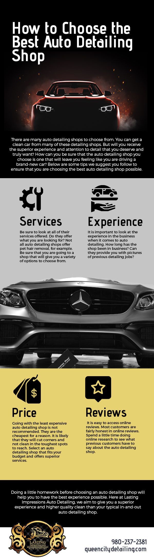 A poster showing how to choose the best auto detailing service