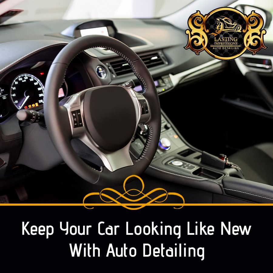 A picture of a car with the words keep your car looking like new with auto detailing