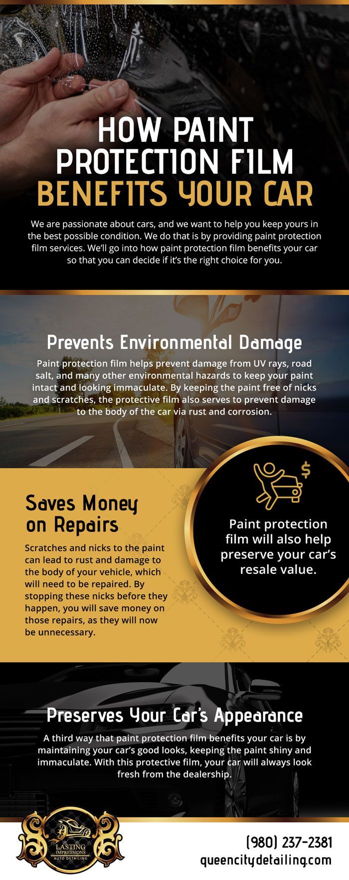 A poster about how paint protection film benefits your car.