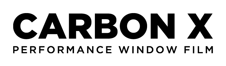 A black and white logo for carbon x performance window film