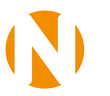 The letter n is in an orange circle on a white background