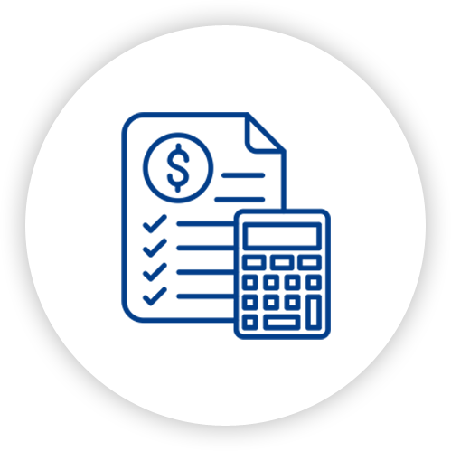 An icon of a paper with a dollar sign and a calculator.