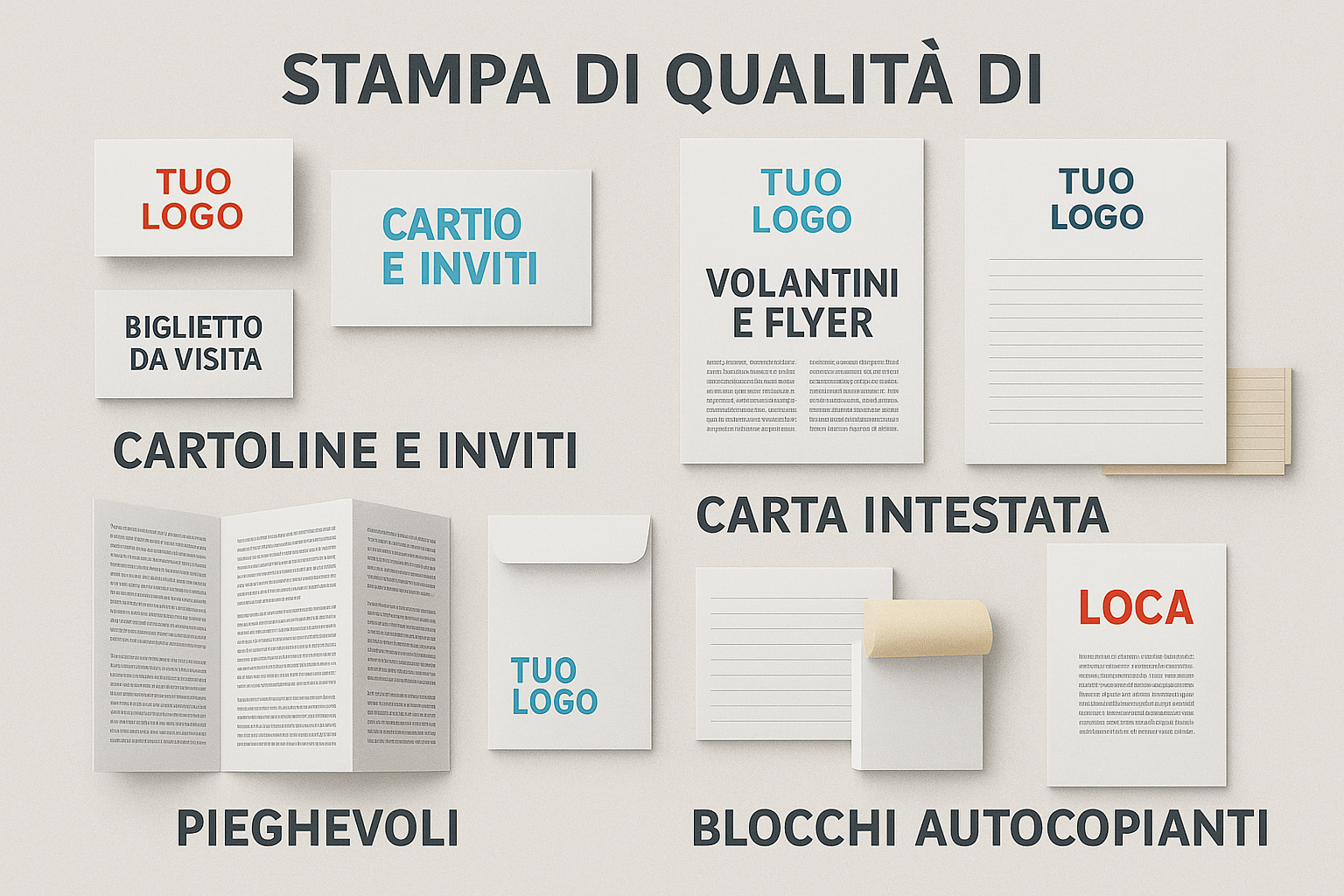 Un mucchio di diversi tipi di carta e buste su un tavolo