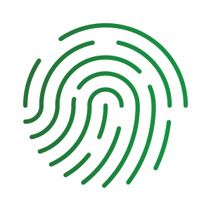 Green fingerprint icon.