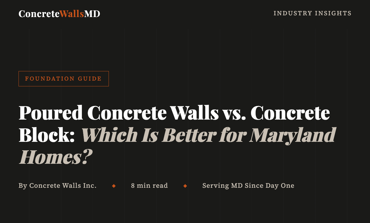 Poured concrete walls vs concrete blocks