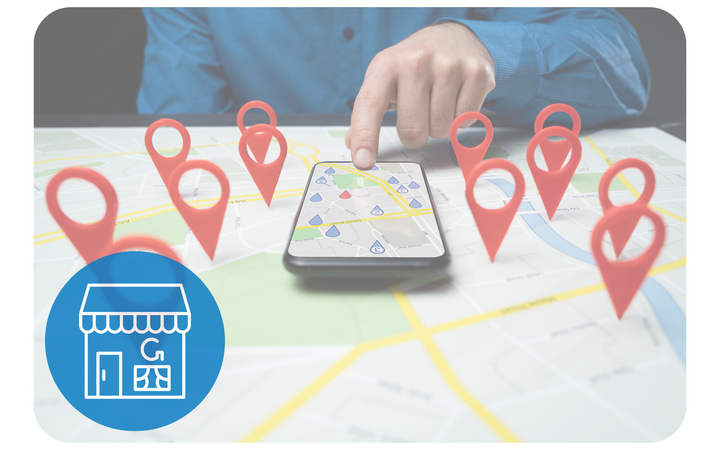 A person is using a cell phone to find a store on a map.