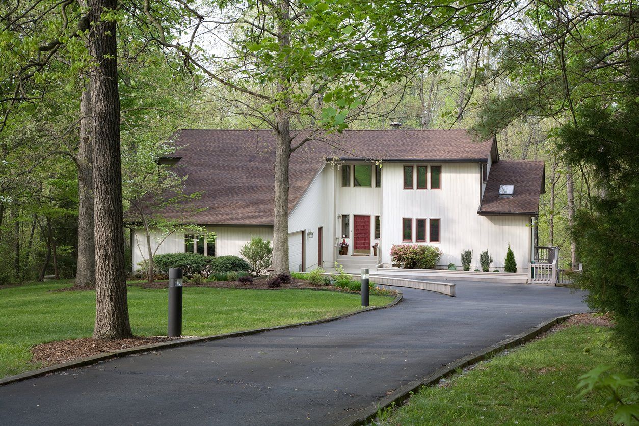 long blacktop driveway