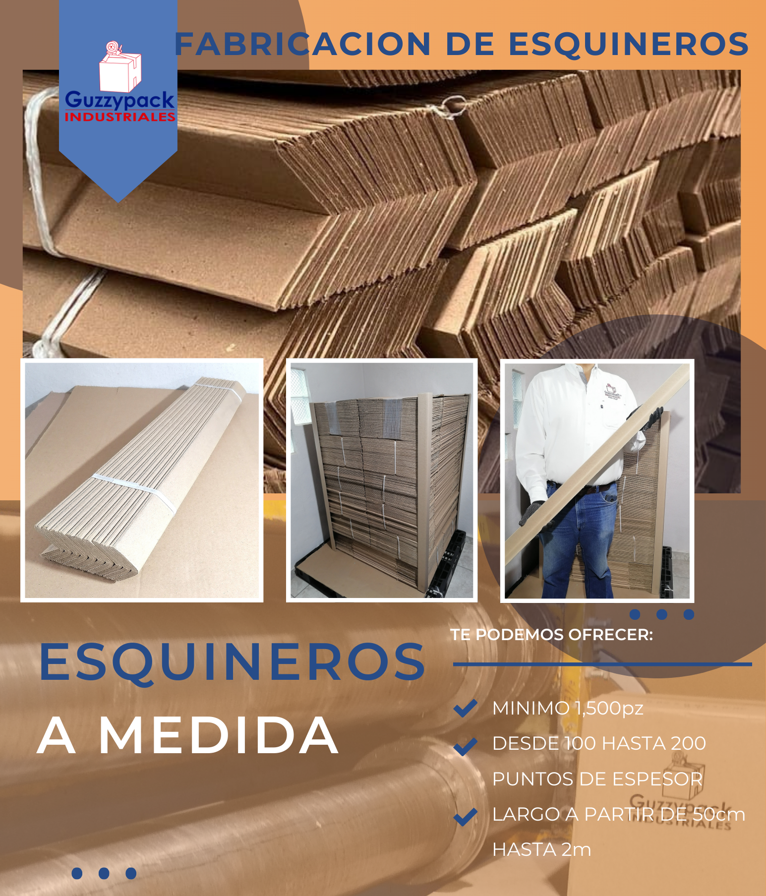 Un trozo de papel con las palabras fabricación de esquineros de cartón