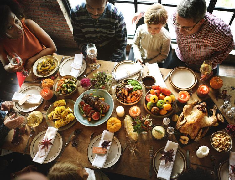 Family gathered at a holiday table