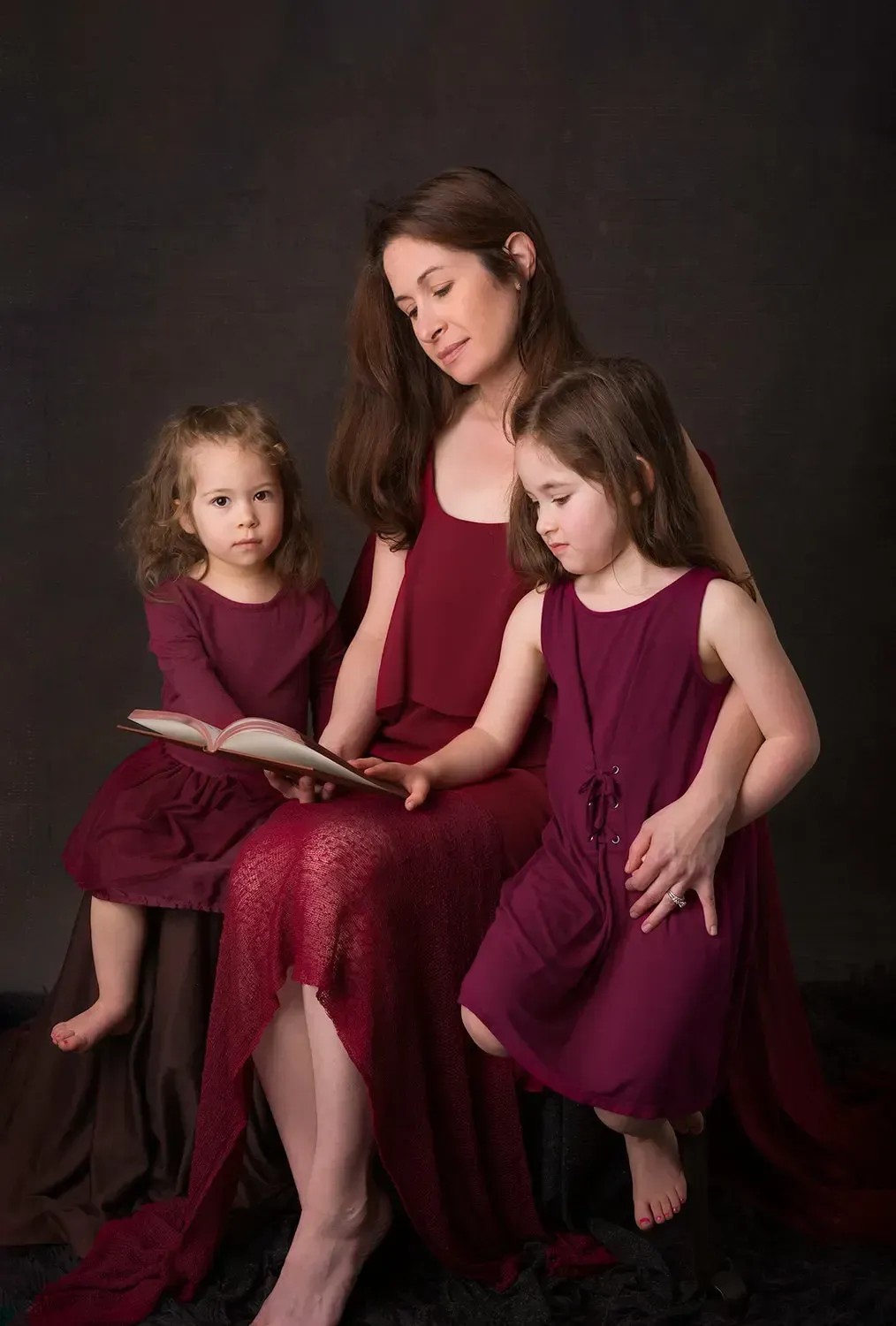 Mom and daughters holiday portrait