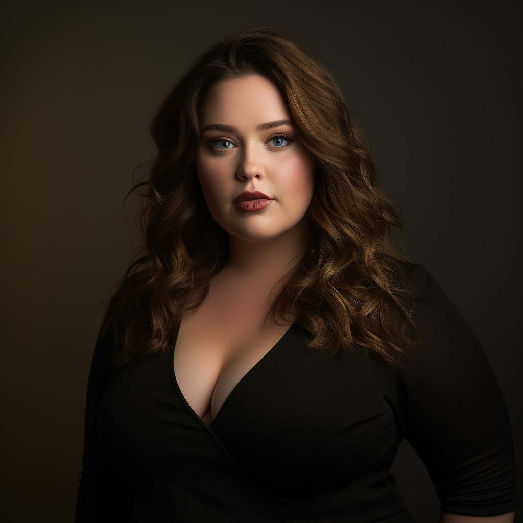 A curvy woman posed in a flattering way
