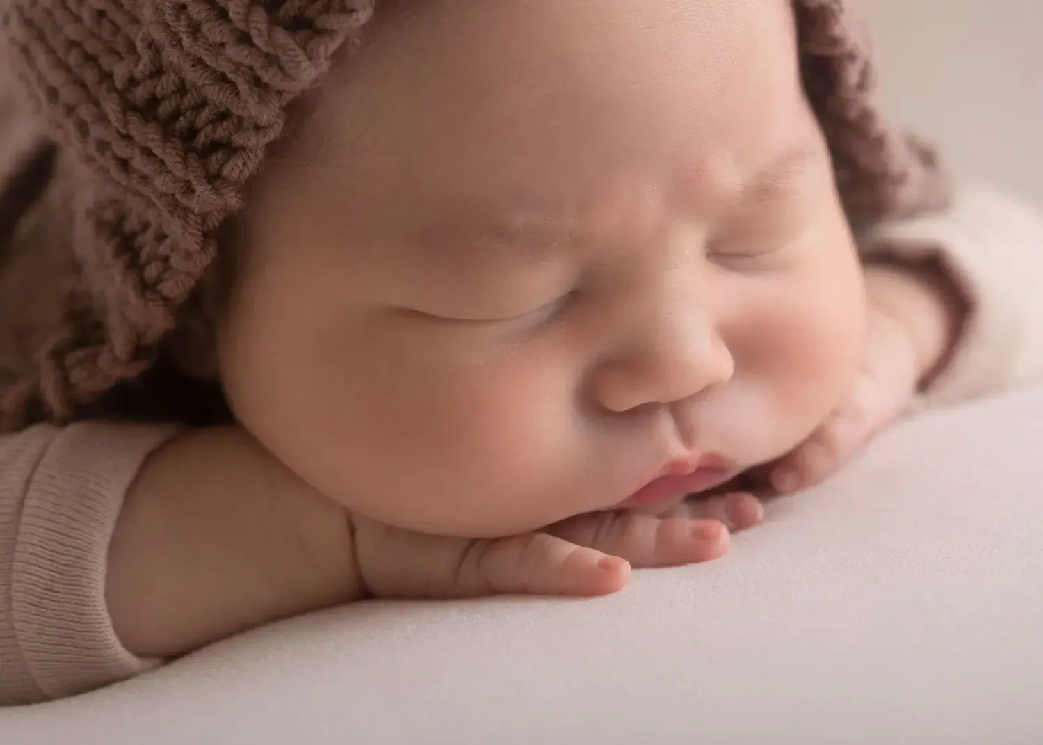 Glendale newborn boy portait. Close up of newborn boy's face