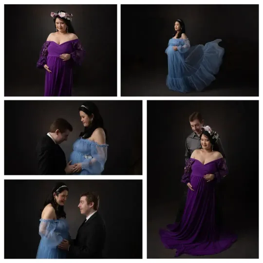 Collage of a maternity photo session in Los Angeles Studio,