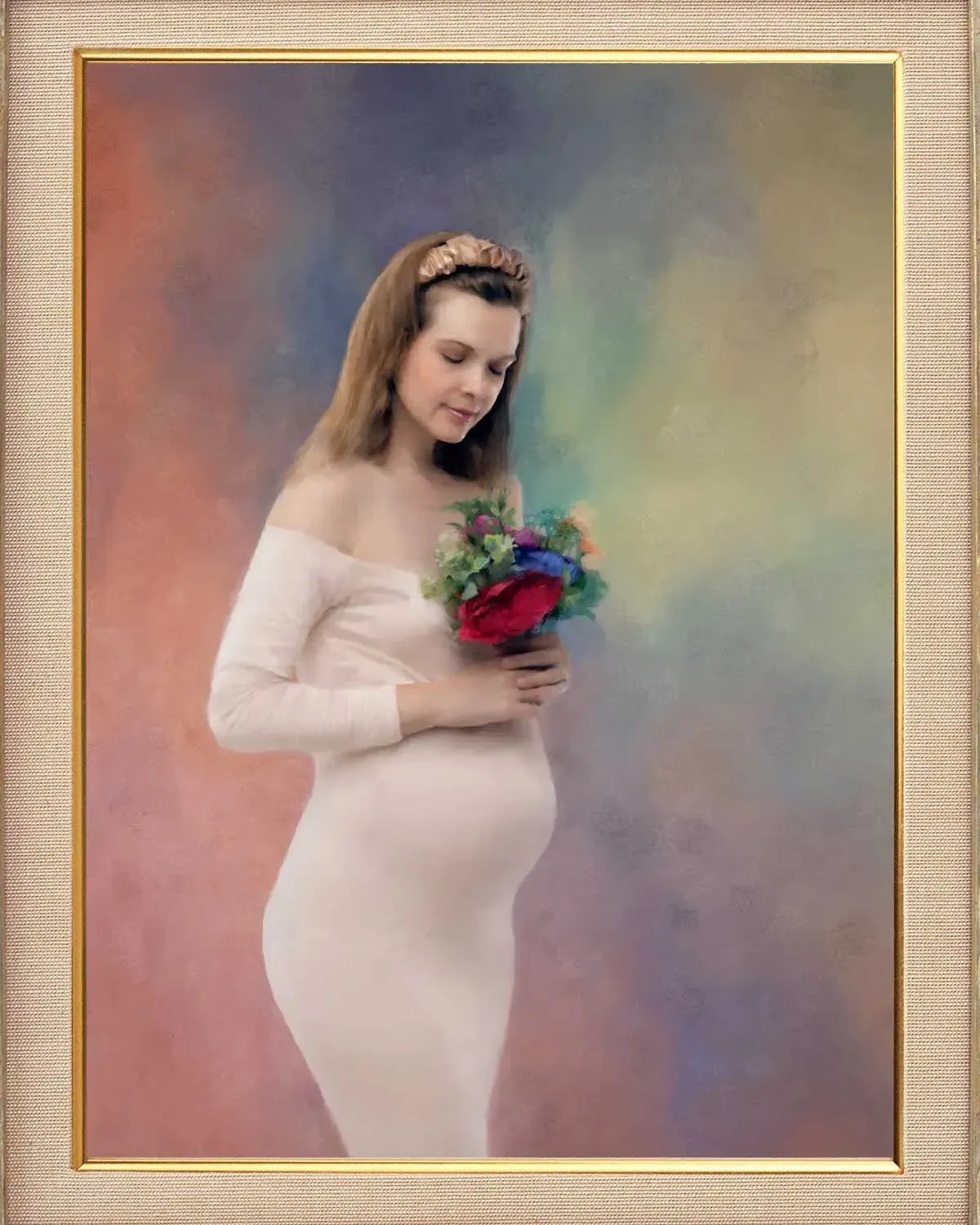 Maternity photo turned into a digital painting by Panos Productions Photography