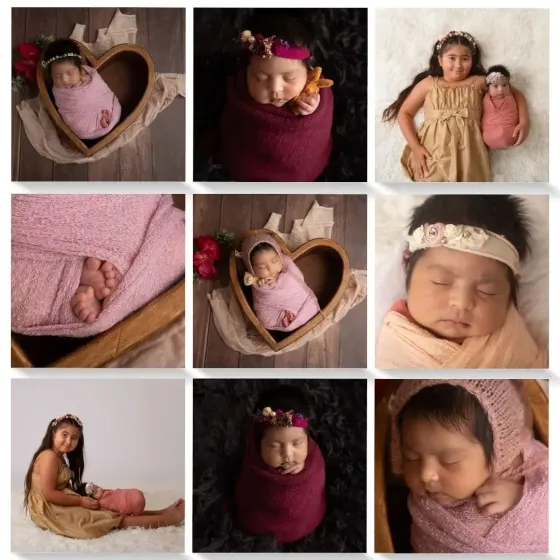 Collage of a newborn girl  photoshoot in Los Angeles