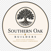 Southern Oak Renovations logo: a black and white, circular design featuring an oak tree at the center, surrounded by text.