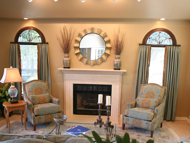 Close up photo of small dining table and lamp