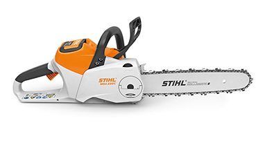 A STIHL Chainsaw is Sitting on a White Surface — Urunga Chainsaw and Mower in Urunga, NSW