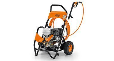 A STIHL Pressure Washer With a Hose Attached to It on a White Background — Urunga Chainsaw and Mower in Urunga, NSW