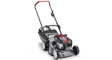 A Black and Red Lawn Mower is Sitting on a White Surface — Urunga Chainsaw and Mower in Urunga, NSW