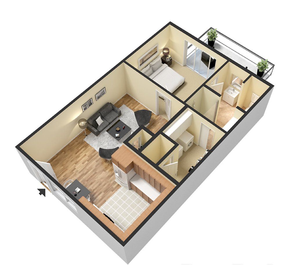 Floor Plan 1 bdr  | Ingram Mill Villas