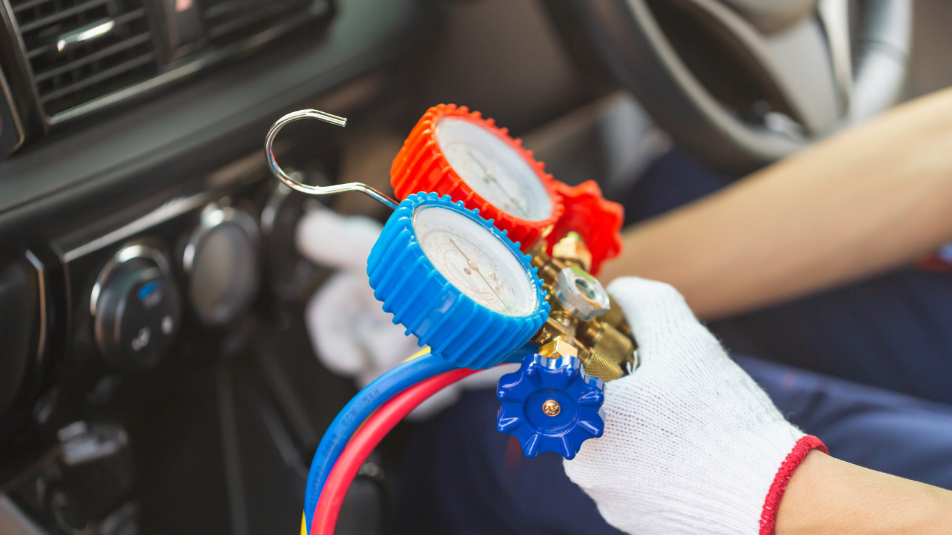 mobile air conditioning repair in a car
