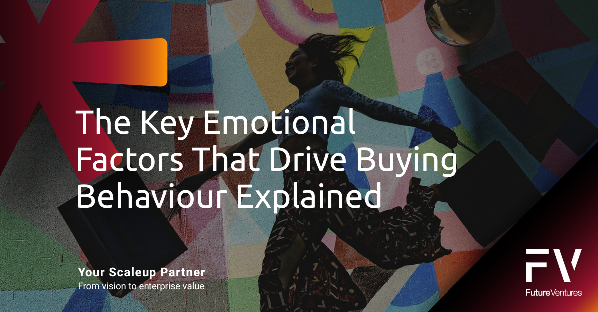 Woman leaping with bags against colorful geometric background.