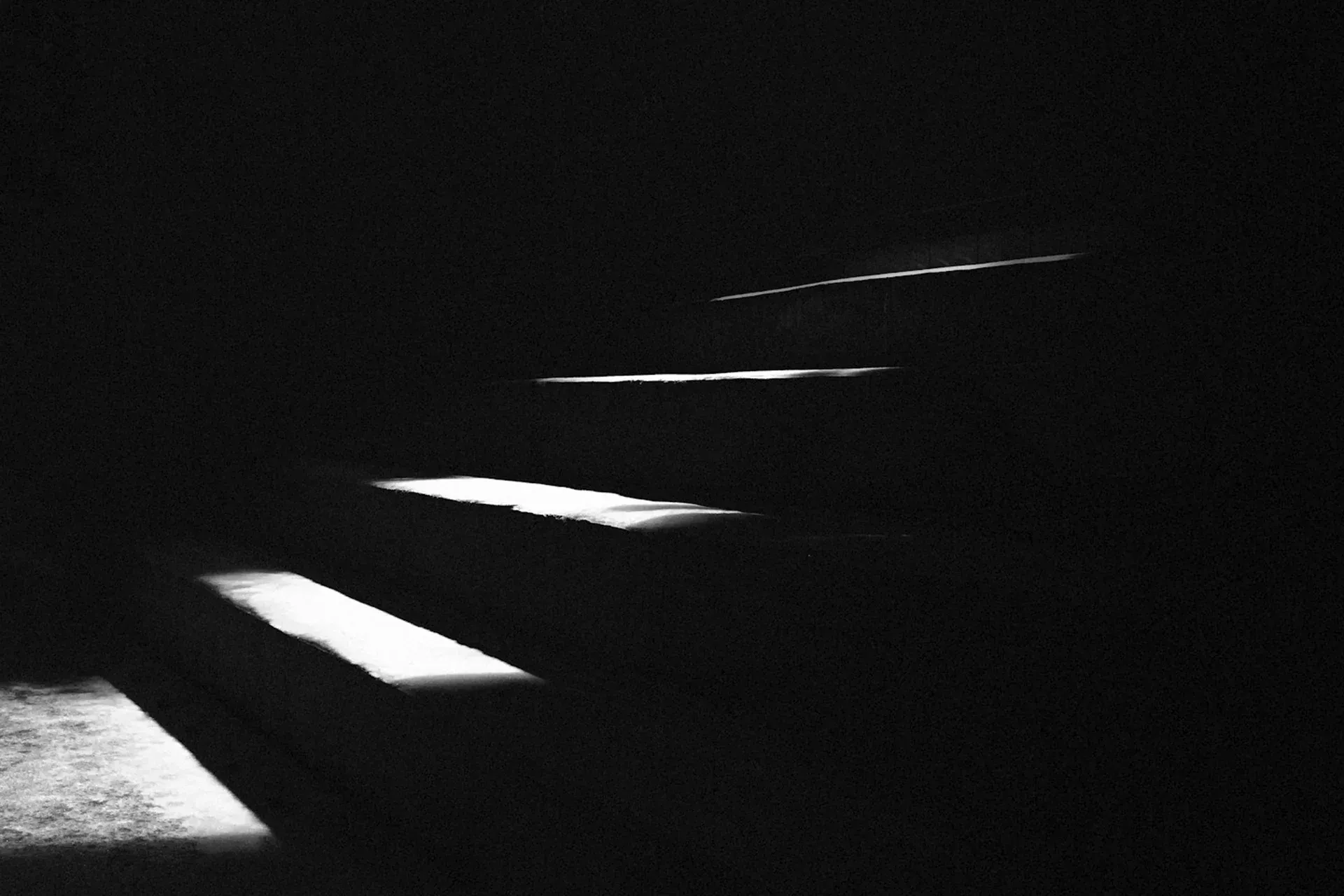 A dimly lit staircase