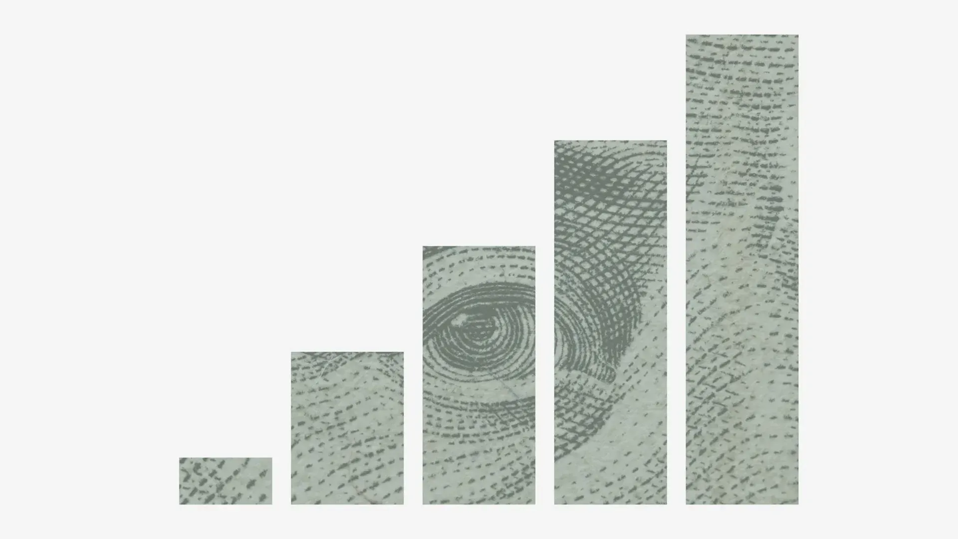 Bar graph depicting increasing financial growth, made of $100 bill texture.